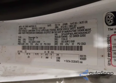 2014 Ford Fiesta S из США, поврежденный, VIN 3FADP4AJ8EM220637